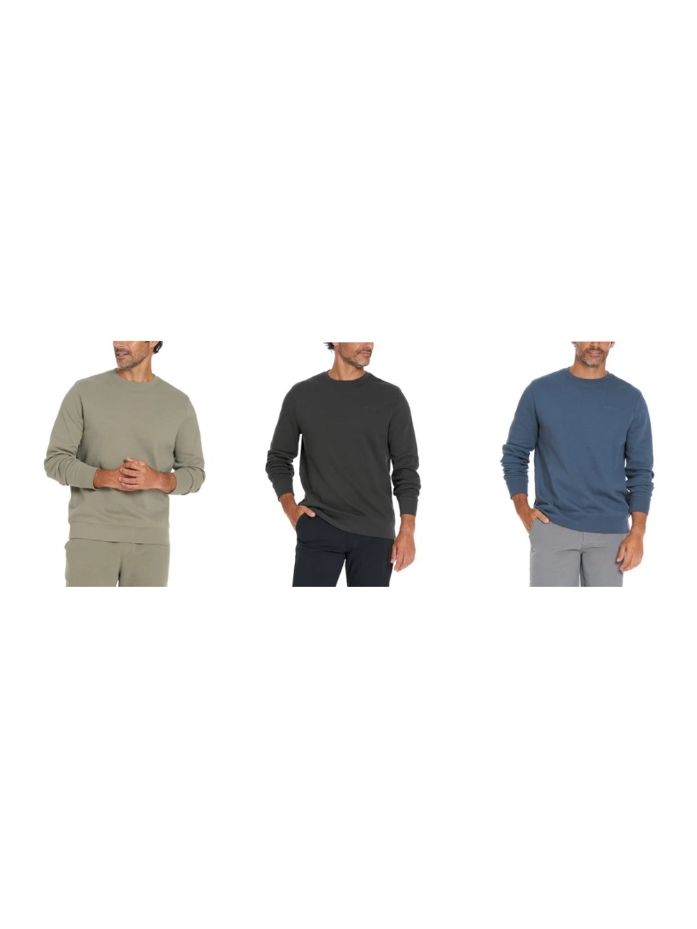 Bundle of 3 Hurley Men's Crewneck Sweaters — Olive, Charcoal & Blue
